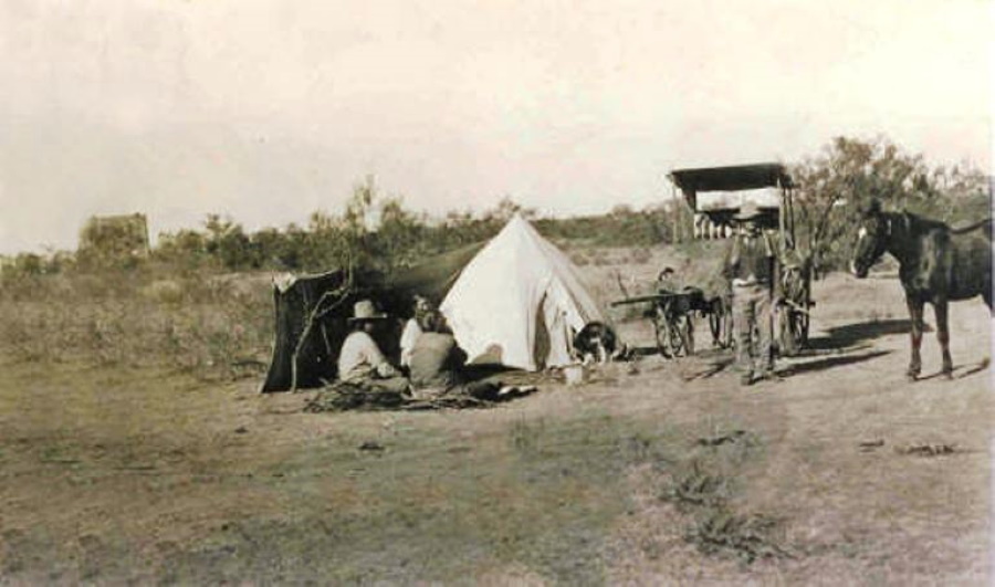 Family Makes Camp Outside Matador in 1890's